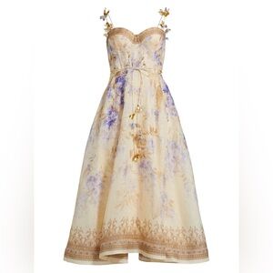 Zimmermann Cream and Purple Midi Dress